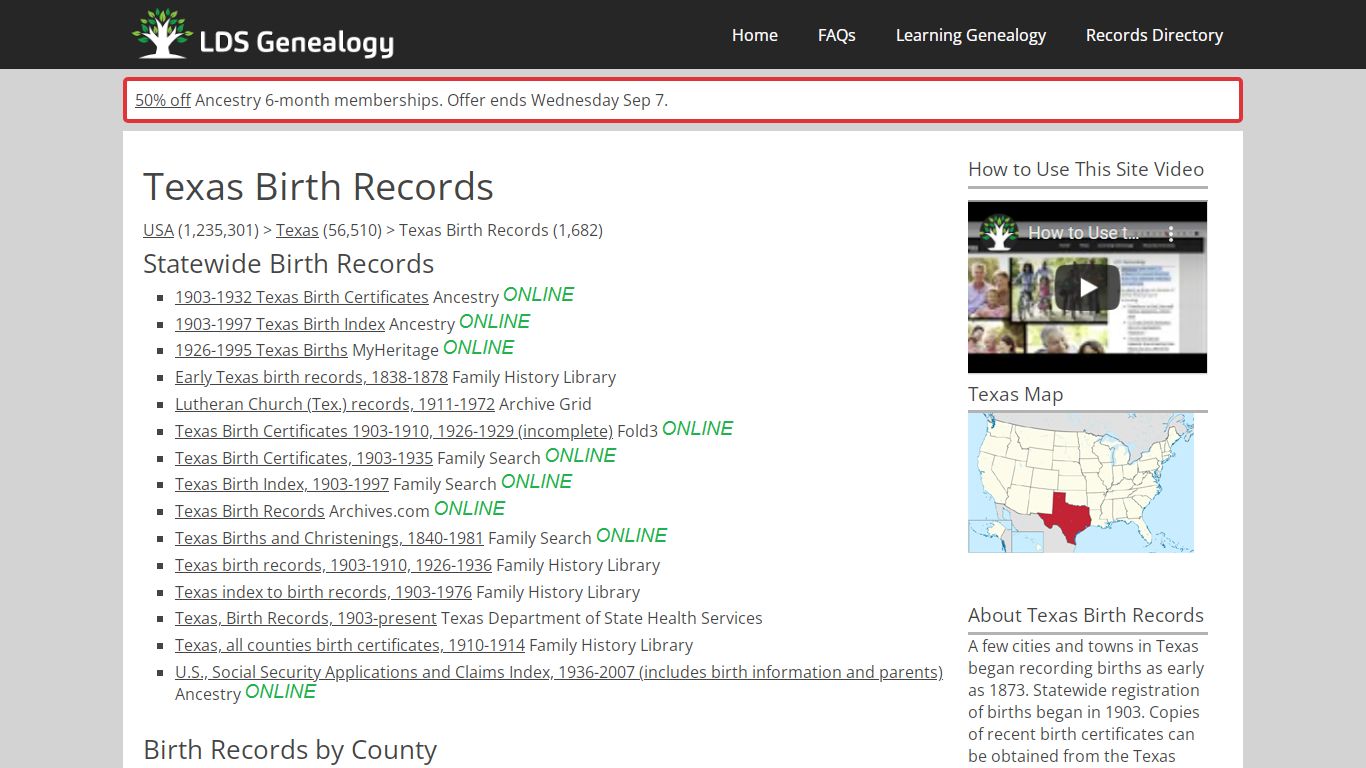 Texas Birth Records - LDS Genealogy